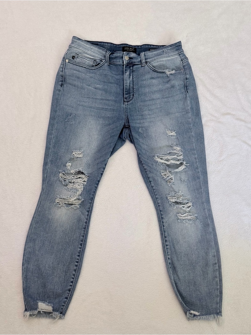 Judy Blue Mid-Rise Destroyed Skinny Jeans
